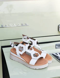 Sandali zeppa tacco 3cm pelle Donna Sandali Zeppa