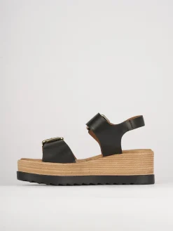 Online Sandali zeppa tacco 4cm pelle Donna Sandali Zeppa