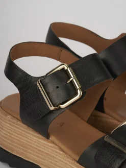 Online Sandali zeppa tacco 4cm pelle Donna Sandali Zeppa