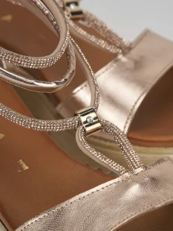 New Sandali zeppa tacco 3cm pelle Donna Sandali Zeppa