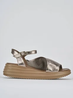 Clearance Sandali zeppa tacco 6cm pelle Donna Sandali Zeppa