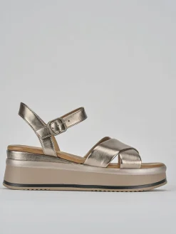 Hot Sandali zeppa tacco 4cm pelle Donna Sandali Zeppa