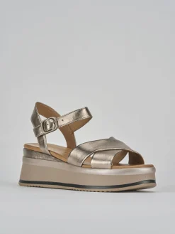 Hot Sandali zeppa tacco 4cm pelle Donna Sandali Zeppa