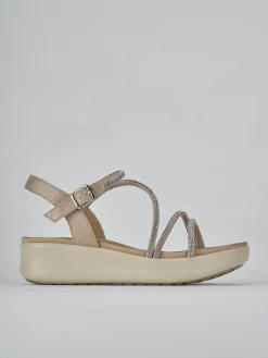 Discount Sandali zeppa tacco 4cm pelle Donna Sandali Zeppa