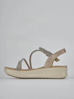 Discount Sandali zeppa tacco 4cm pelle Donna Sandali Zeppa