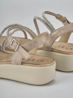 Discount Sandali zeppa tacco 4cm pelle Donna Sandali Zeppa