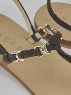 Clearance Sandalo infradito tacco 1 cm testa camoscio Donna Sandali Tacco Basso