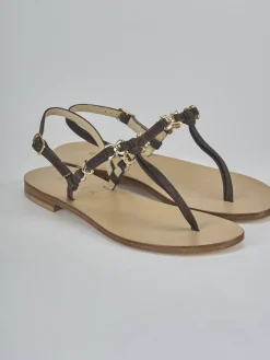 Clearance Sandalo infradito tacco 1 cm testa camoscio Donna Sandali Tacco Basso