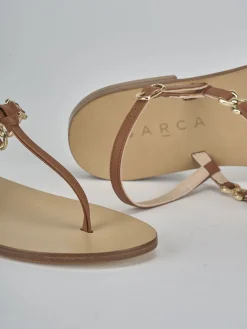 Sale Sandalo infradito tacco 1 cm pelle Donna Sandali Tacco Basso