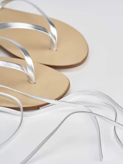 Clearance Sandalo infradito tacco 1 cm pelle Donna Sandali Tacco Basso