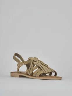 Outlet Sandalo tacco 1 cm camoscio Donna Sandali Tacco Basso