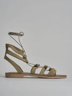 Outlet Sandalo tacco 1 cm camoscio Donna Sandali Tacco Basso