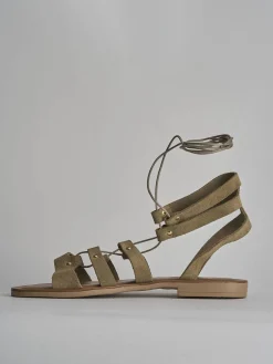 Outlet Sandalo tacco 1 cm camoscio Donna Sandali Tacco Basso