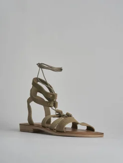 Outlet Sandalo tacco 1 cm camoscio Donna Sandali Tacco Basso