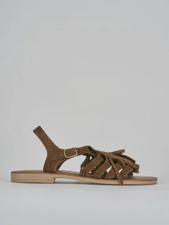 Hot Sandalo tacco 1 cm camoscio Donna Sandali Tacco Basso