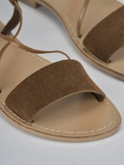 Clearance Sandalo tacco 1 cm camoscio Donna Sandali Tacco Basso