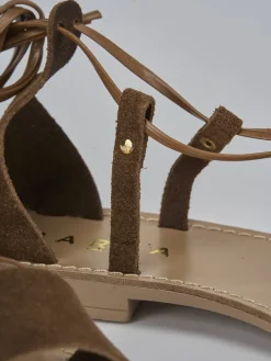 Clearance Sandalo tacco 1 cm camoscio Donna Sandali Tacco Basso