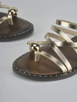 New Sandalo tacco 1 cm laminato Donna Sandali Tacco Basso