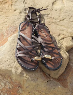 Outlet Sandalo tacco 1 cm testa pelle Donna Sandali Tacco Basso