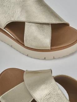 Clearance sandalo zeppa 3 cm platino Donna Sandali Zeppa