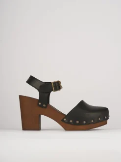 Clearance Sandalo zoccolo tacco 7cm con plateaux pelle Donna Sandali Tacco Alto