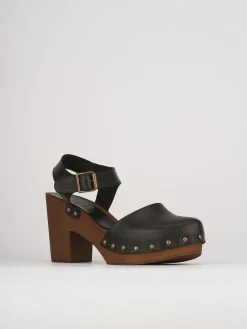 Clearance Sandalo zoccolo tacco 7cm con plateaux pelle Donna Sandali Tacco Alto