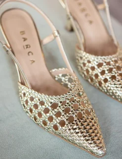 Discount Slingback tacco 7cm laminato Donna Slingback