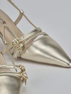 Discount Slingback tacco 6cm laminato Donna Slingback