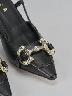 Clearance Slingback tacco 7cm pelle Donna Slingback