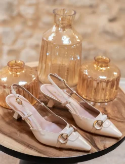 Discount Slingback tacco 6cm pelle Donna Slingback