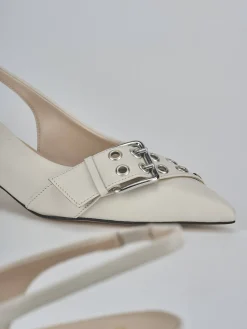 Discount Slingback tacco 5cm pelle Donna Slingback