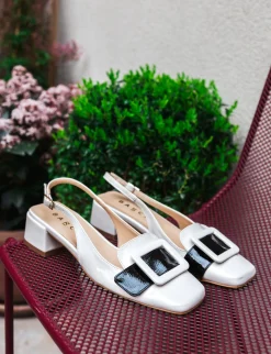 Outlet Slingback tacco 4cm vernice Donna Slingback