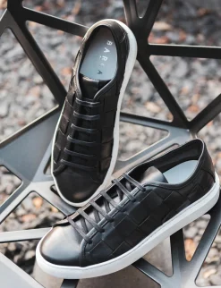 Clearance sneakers fondo gomma e soletto interno in vera pelle. tomaia in morbida pelle intrecciata Uomo Sneakers