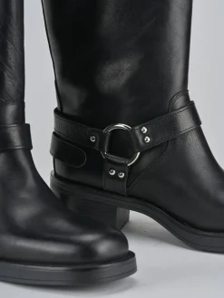 Online Stivale biker tacco 5 cm pelle Donna Stivali Tacco Basso