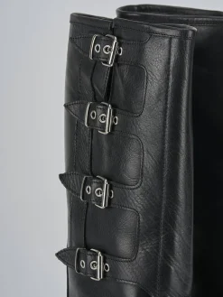 Online Stivale biker tacco 5 cm pelle Donna Stivali Tacco Basso