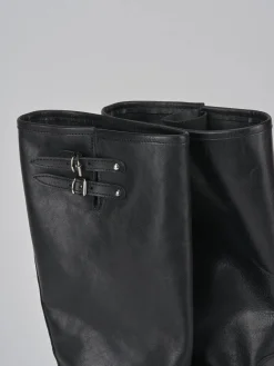 Stivale biker tacco 5 cm pelle Donna Stivali Tacco Basso