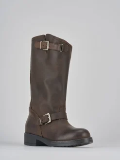 Best Stivale biker tacco 3 cm testa pelle Donna Stivali Tacco Basso