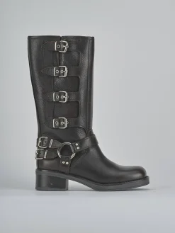 Best Stivale biker tacco 4 cm testa pelle Donna Stivali Tacco Basso