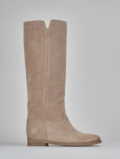 Hot Stivale tacco 1 cm camoscio Donna Stivali Tacco Basso