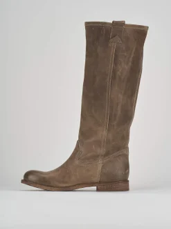 Outlet Stivale tacco 1 cm pelle Donna Stivali Tacco Basso