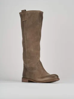 Outlet Stivale tacco 1 cm pelle Donna Stivali Tacco Basso