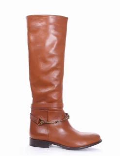 Online stivale tacco 2 cm cuoio Donna Stivali Tacco Basso