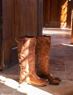 Online Stivale tacco 1 cm pelle Donna Stivali Tacco Basso