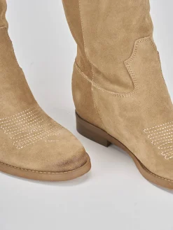 Online Stivale tacco 1 cm camoscio Donna Stivali Tacco Basso