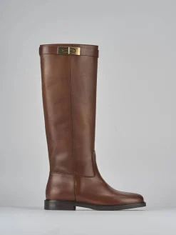 Clearance Stivale tacco 2 cm pelle Donna Stivali Tacco Basso