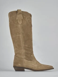 Outlet Stivale tacco 3 cm camoscio Donna Stivali Tacco Basso