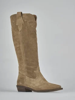 Outlet Stivale tacco 3 cm camoscio Donna Stivali Tacco Basso