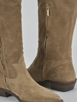 Outlet Stivale tacco 3 cm camoscio Donna Stivali Tacco Basso