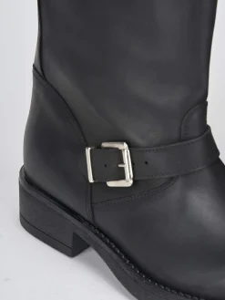 Discount Stivale tacco 2 cm pelle Donna Stivali Tacco Basso