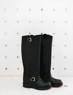 Discount Stivale tacco 2 cm pelle Donna Stivali Tacco Basso